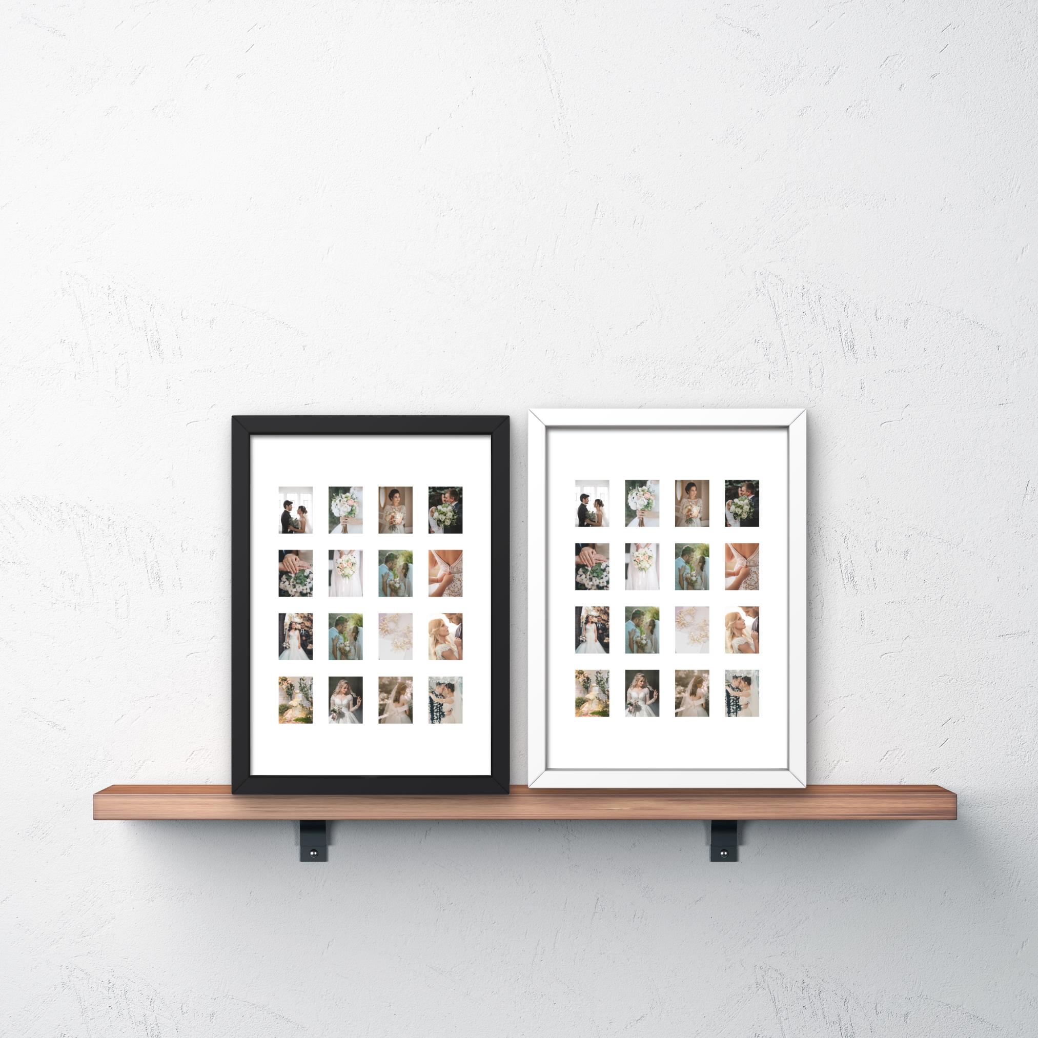 Instax Mini Photo Frame β’ 16 Aperture Picture Collage, Black or White Wood Design - Image 2