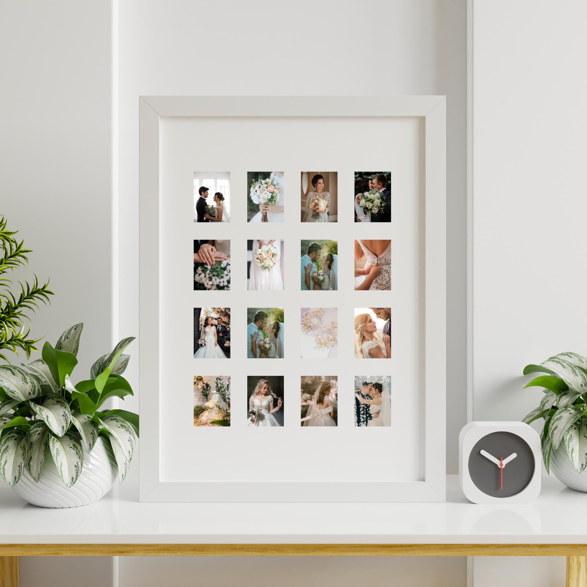 Instax Mini Photo Frame β’ 16 Aperture Picture Collage, Black or White Wood Design - Image 8