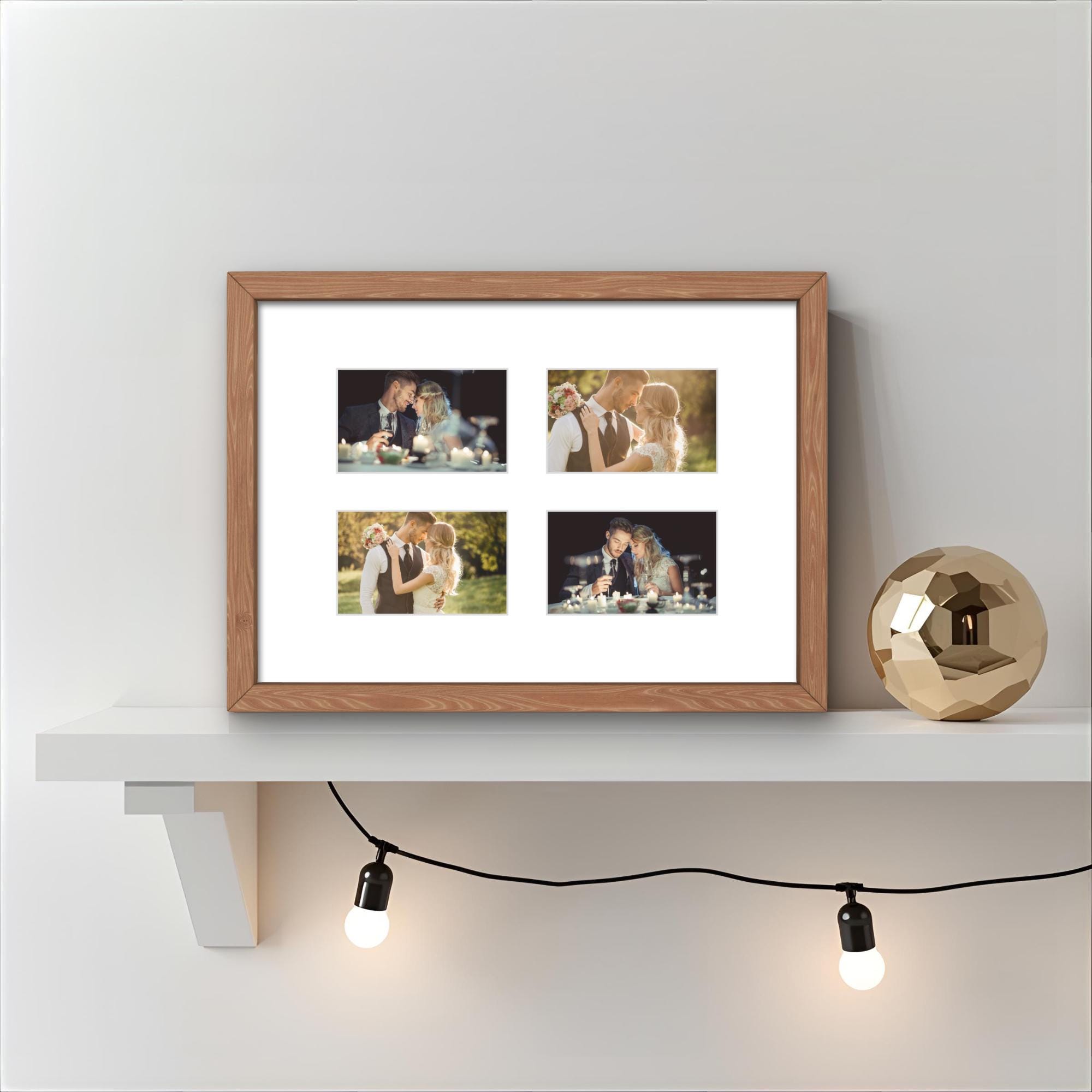 Instax Wide Photo Frame - 4 Aperture - Oak Wood Picture Display