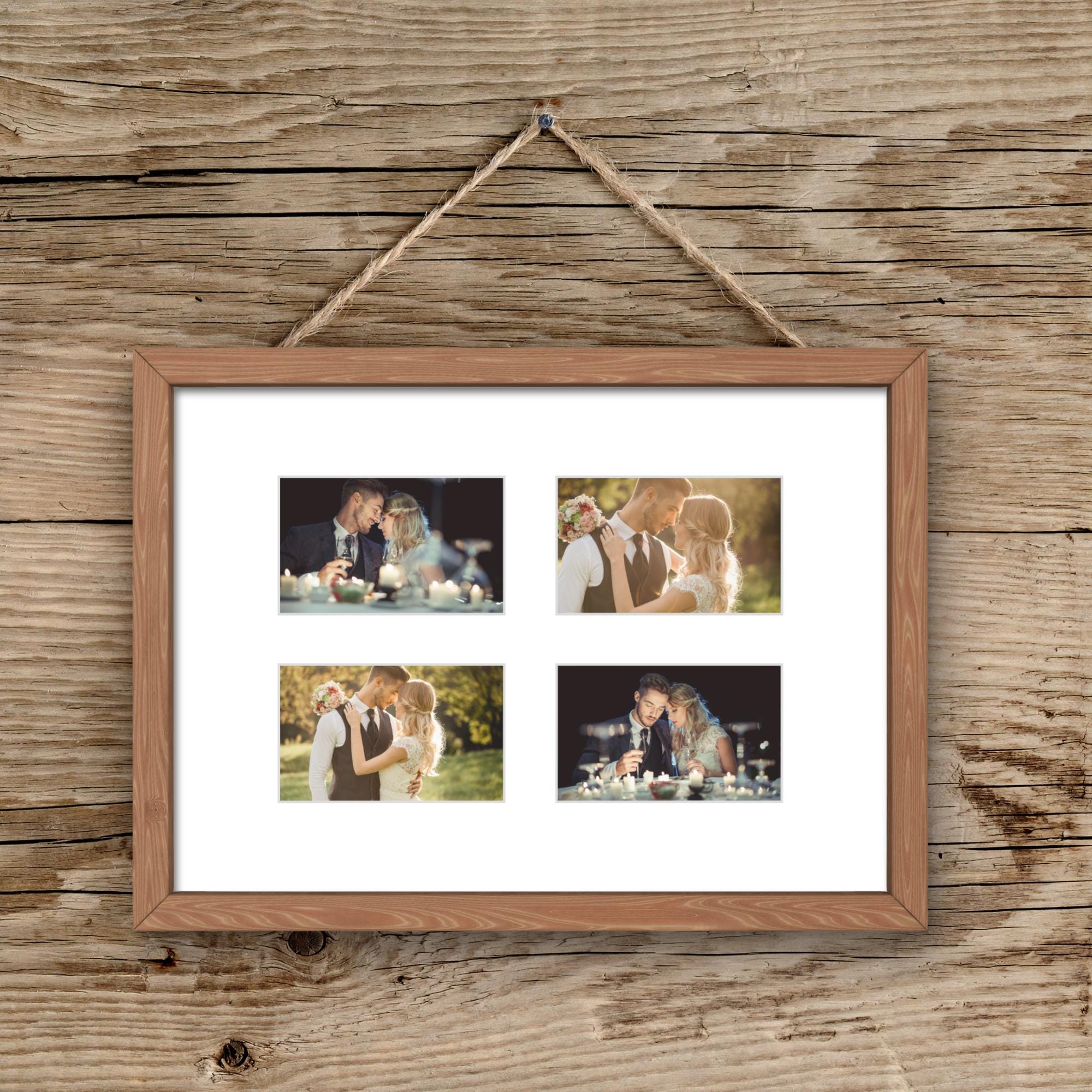 Instax Wide Photo Frame - 4 Aperture - Oak Wood Picture Display - Image 7