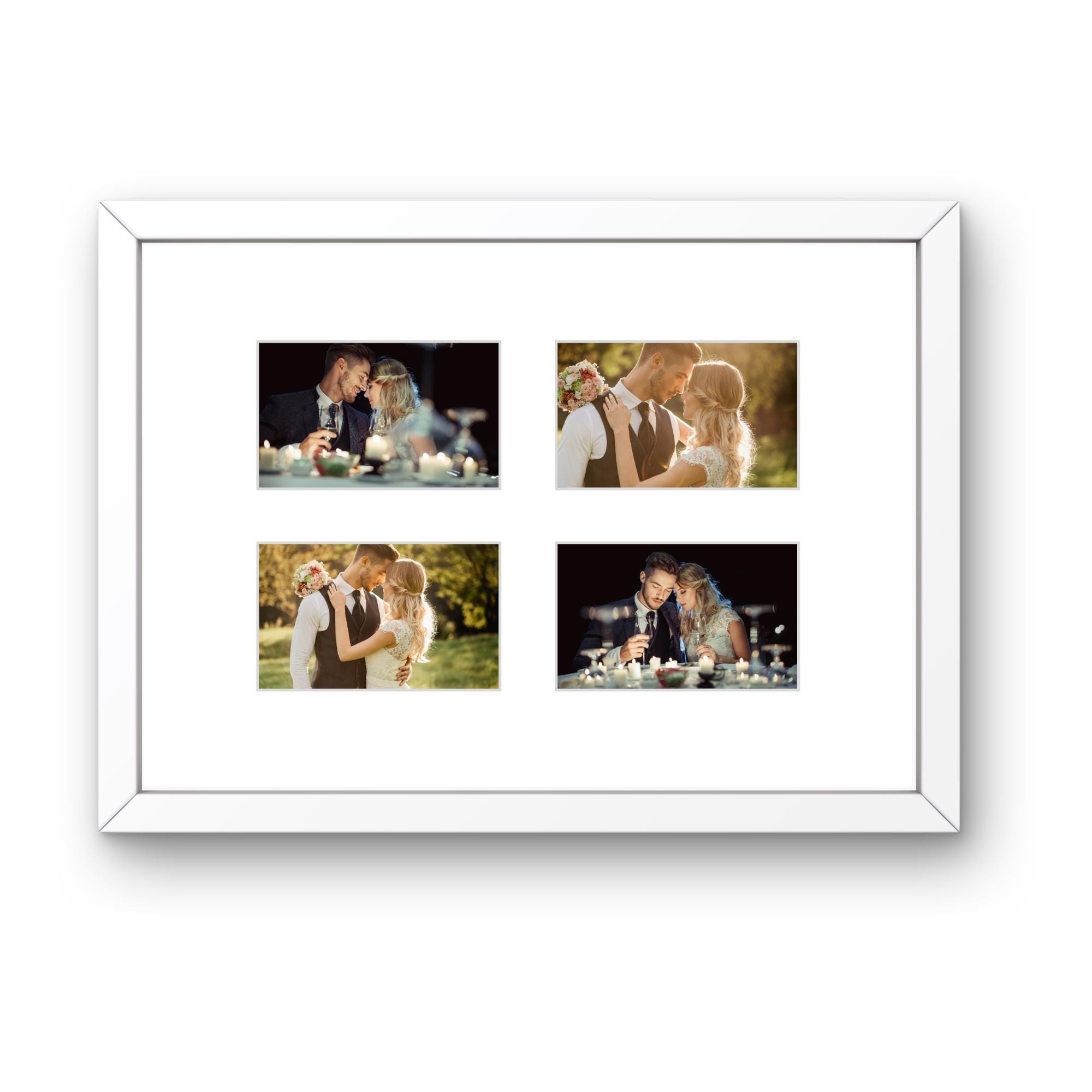 Instax Wide Photo Frame - 4 Aperture - White Wood Picture Display - Image 2