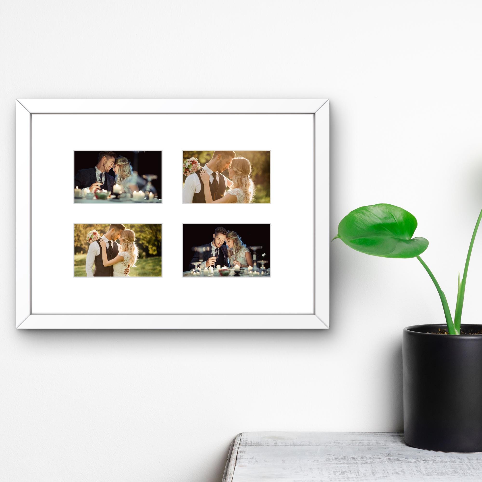 Instax Wide Photo Frame - 4 Aperture - White Wood Picture Display - Image 7