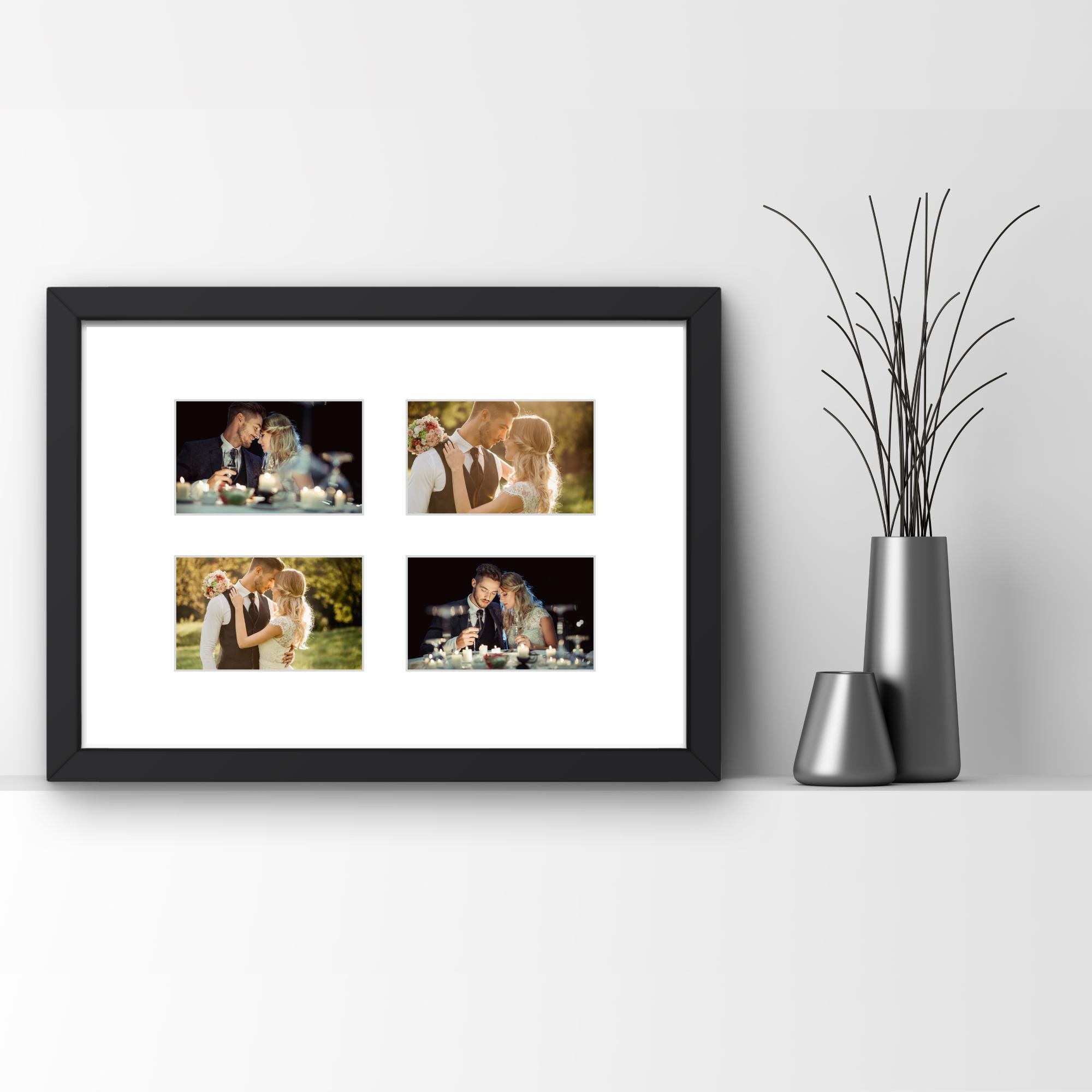 Instax Wide Photo Frame - 4 Aperture - Black Wood Picture Display - Image 9