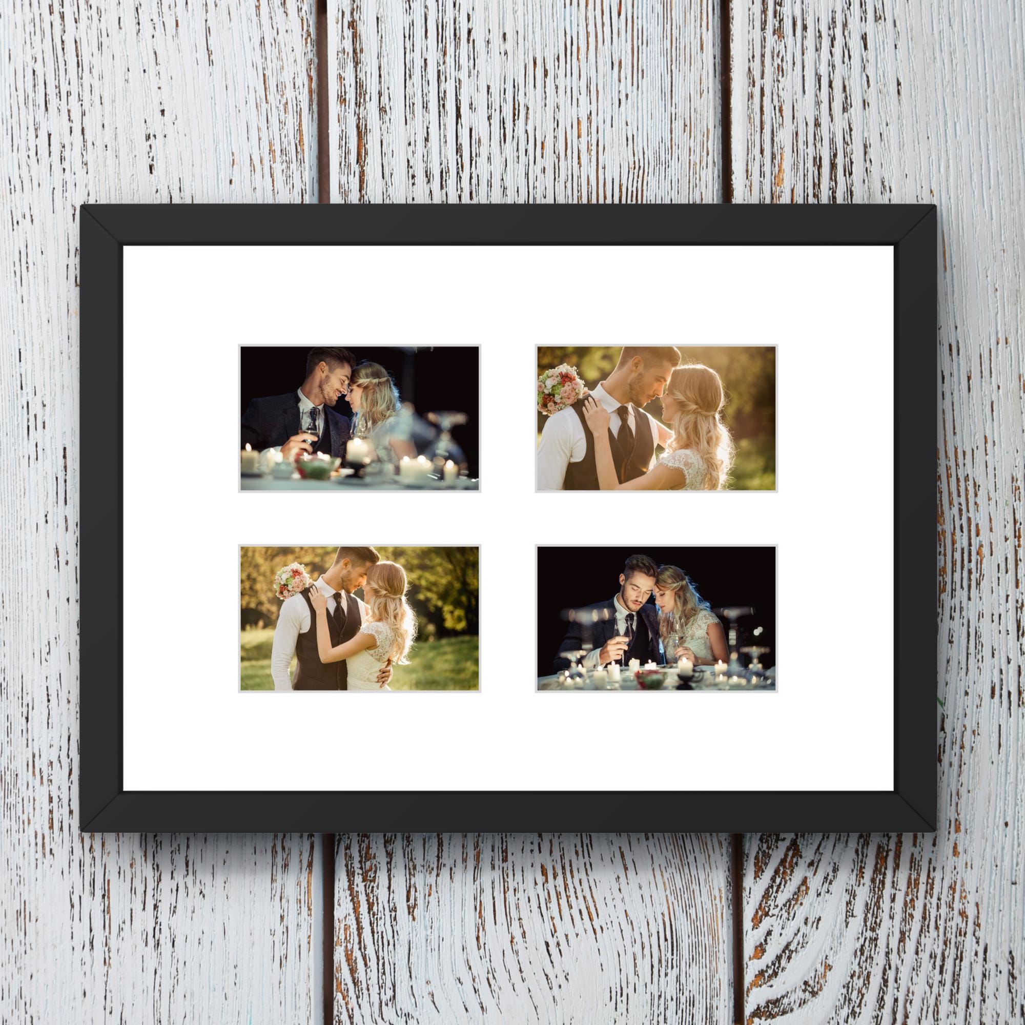 Instax Wide Photo Frame - 4 Aperture - Black Wood Picture Display - Image 7