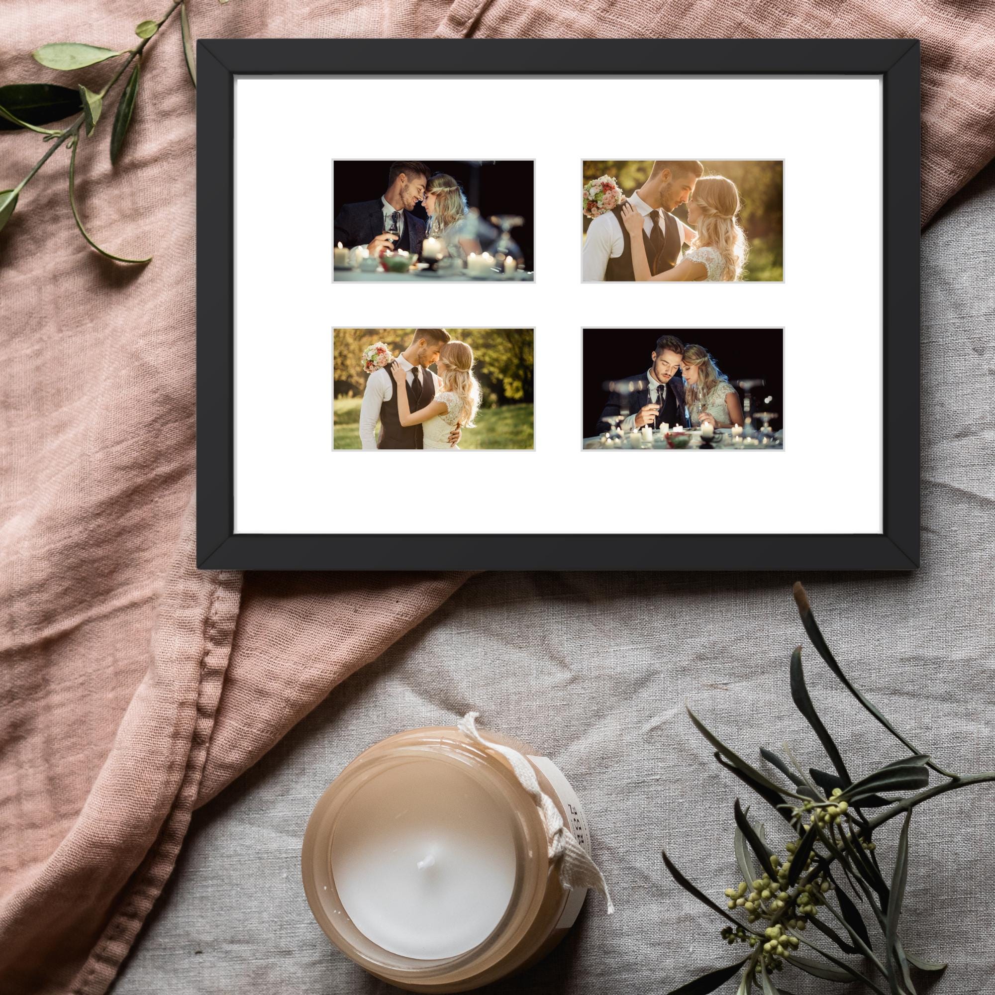 Instax Wide Photo Frame - 4 Aperture - Black Wood Picture Display - Image 10