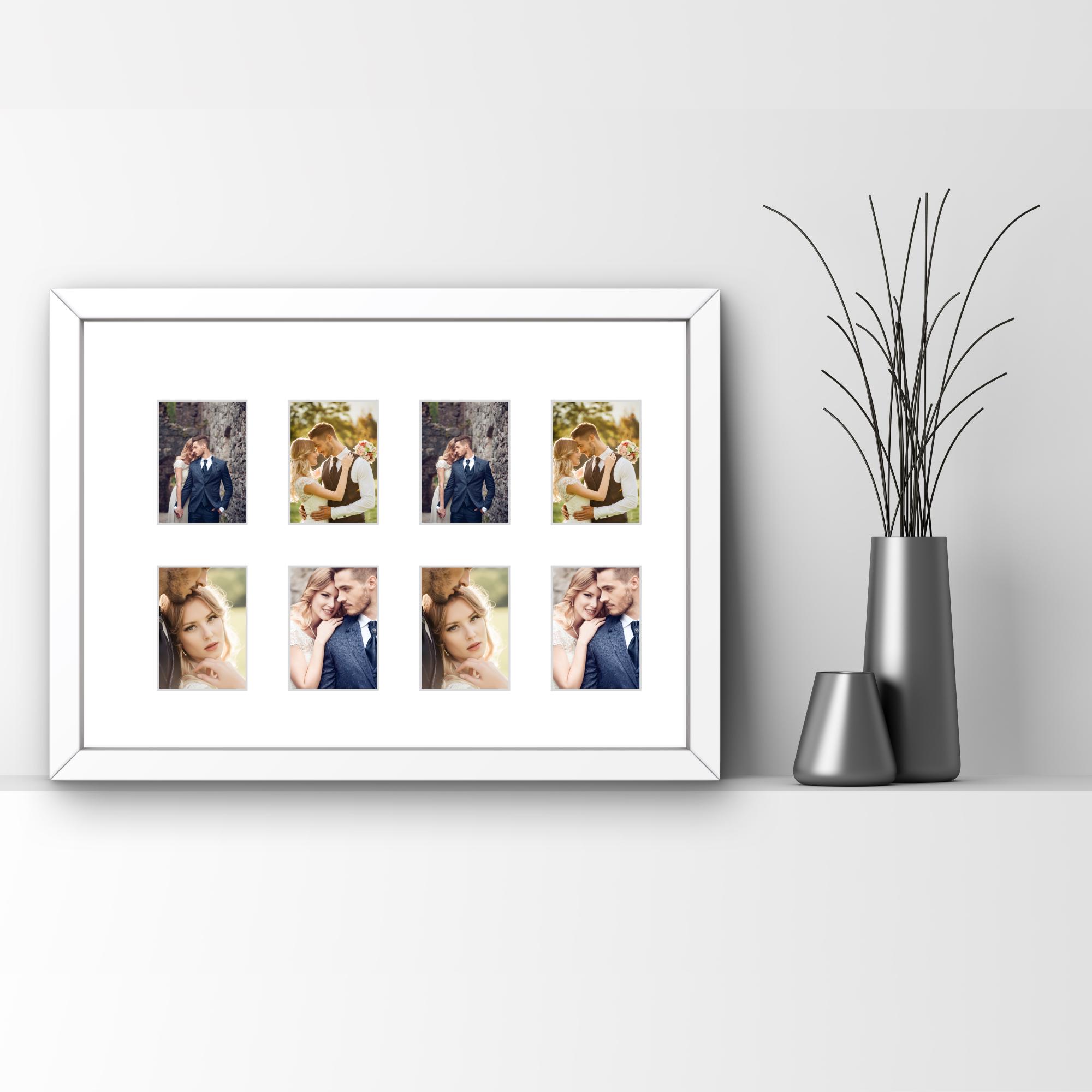 Instax Mini Frame â 8 Photo Multi Aperture Display, Black White Oak Wood Retro Picture Holder - Image 10