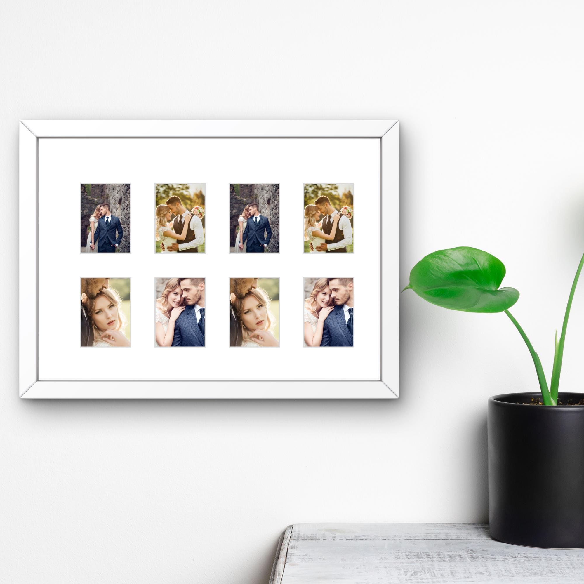 Instax Mini Frame â 8 Photo Multi Aperture Display, Black White Oak Wood Retro Picture Holder - Image 9