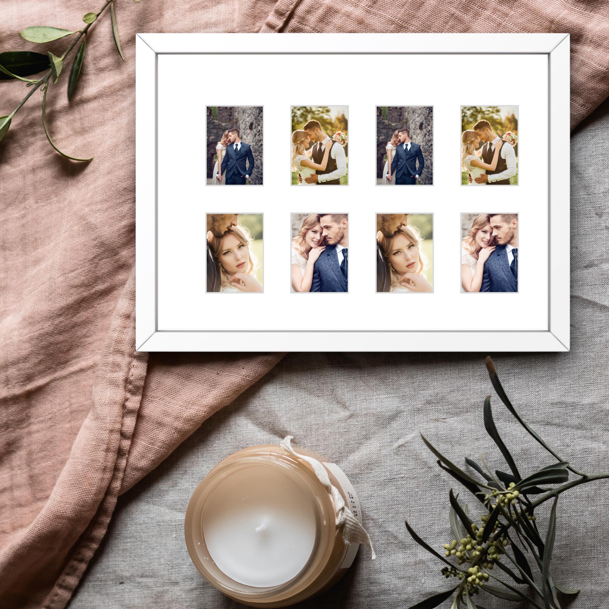 Instax Mini Frame â 8 Photo Multi Aperture Display, Black White Oak Wood Retro Picture Holder - Image 11