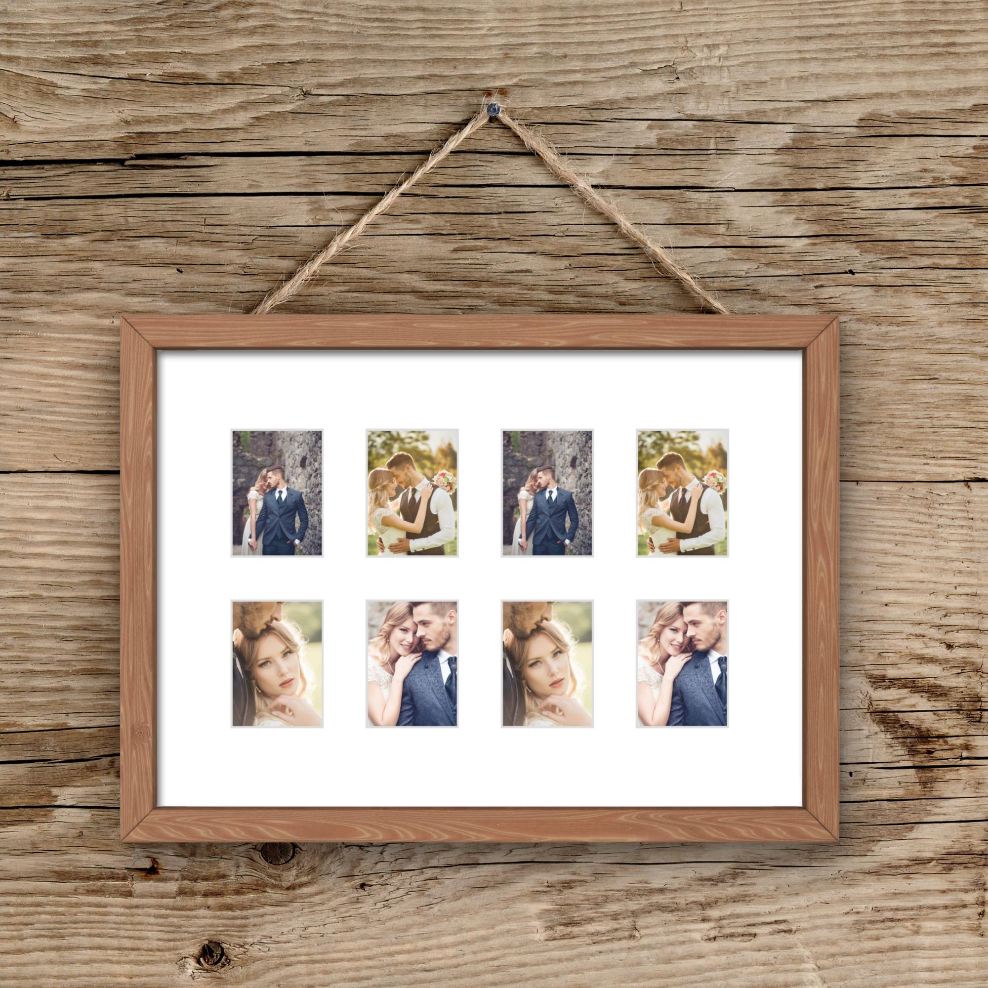 Instax Mini Frame â 8 Photo Multi Aperture Display, Black White Oak Wood Retro Picture Holder - Image 14