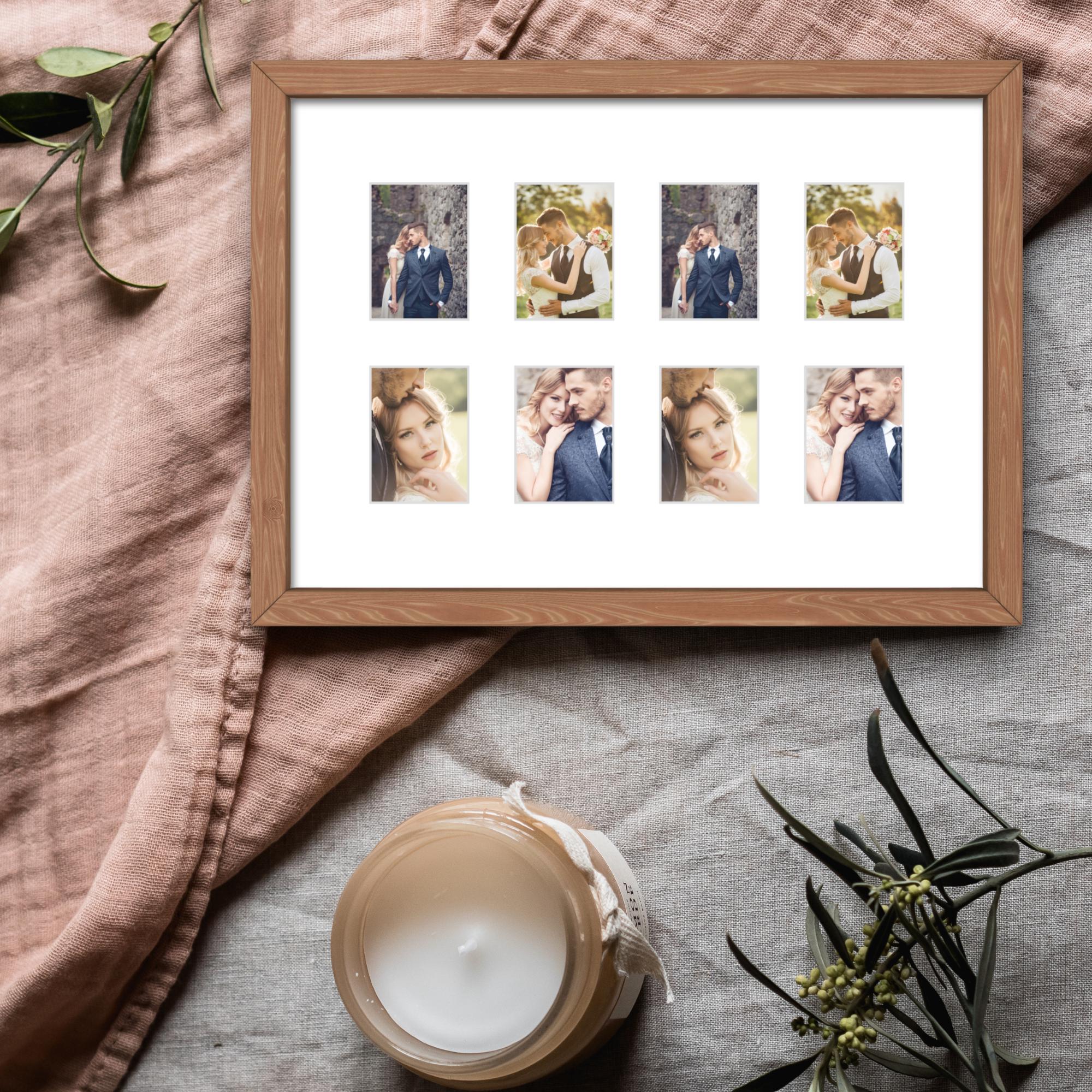 Instax Mini Frame â 8 Photo Multi Aperture Display, Black White Oak Wood Retro Picture Holder - Image 18