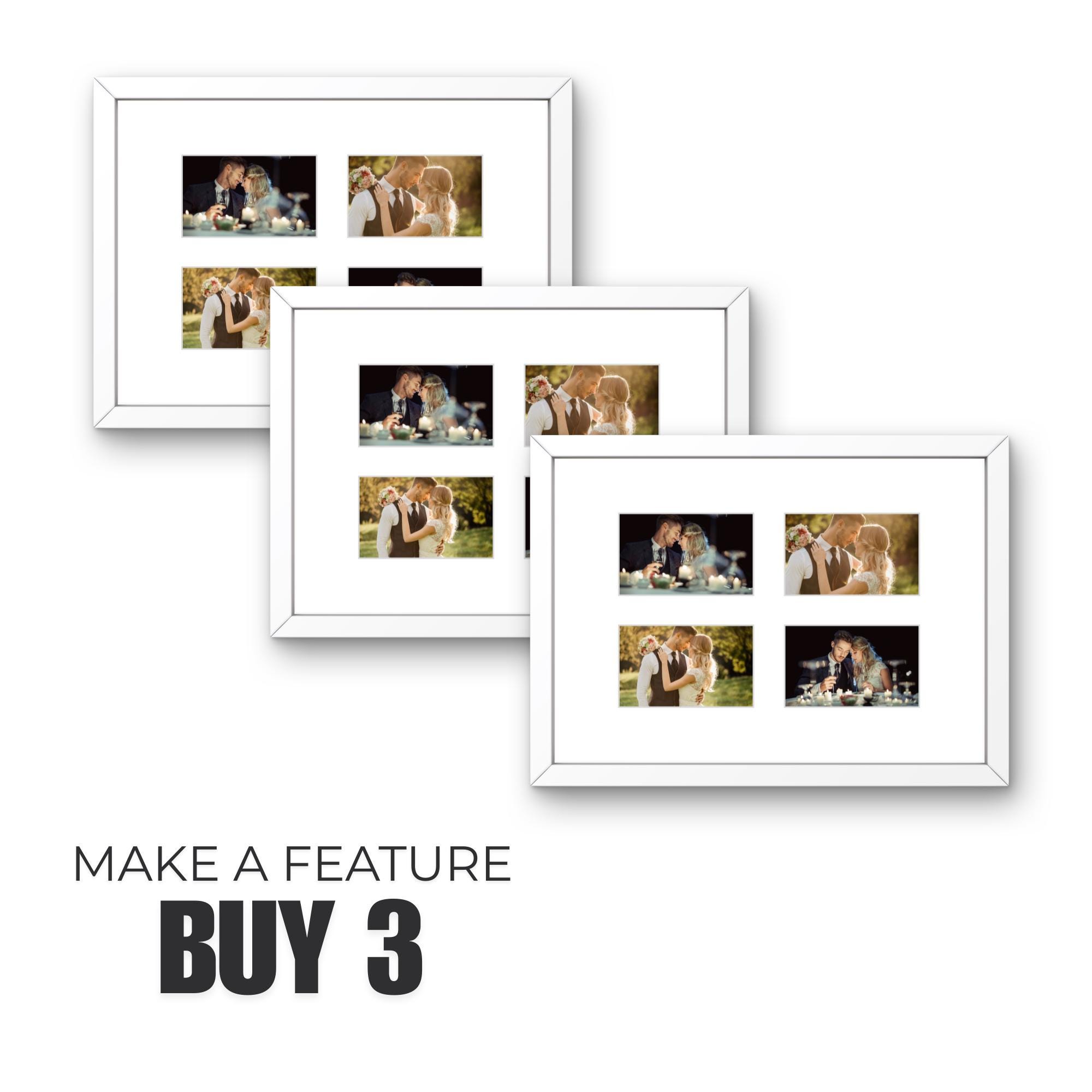 Instax Wide Photo Frame - 4 Aperture - White Wood Picture Display - Image 3