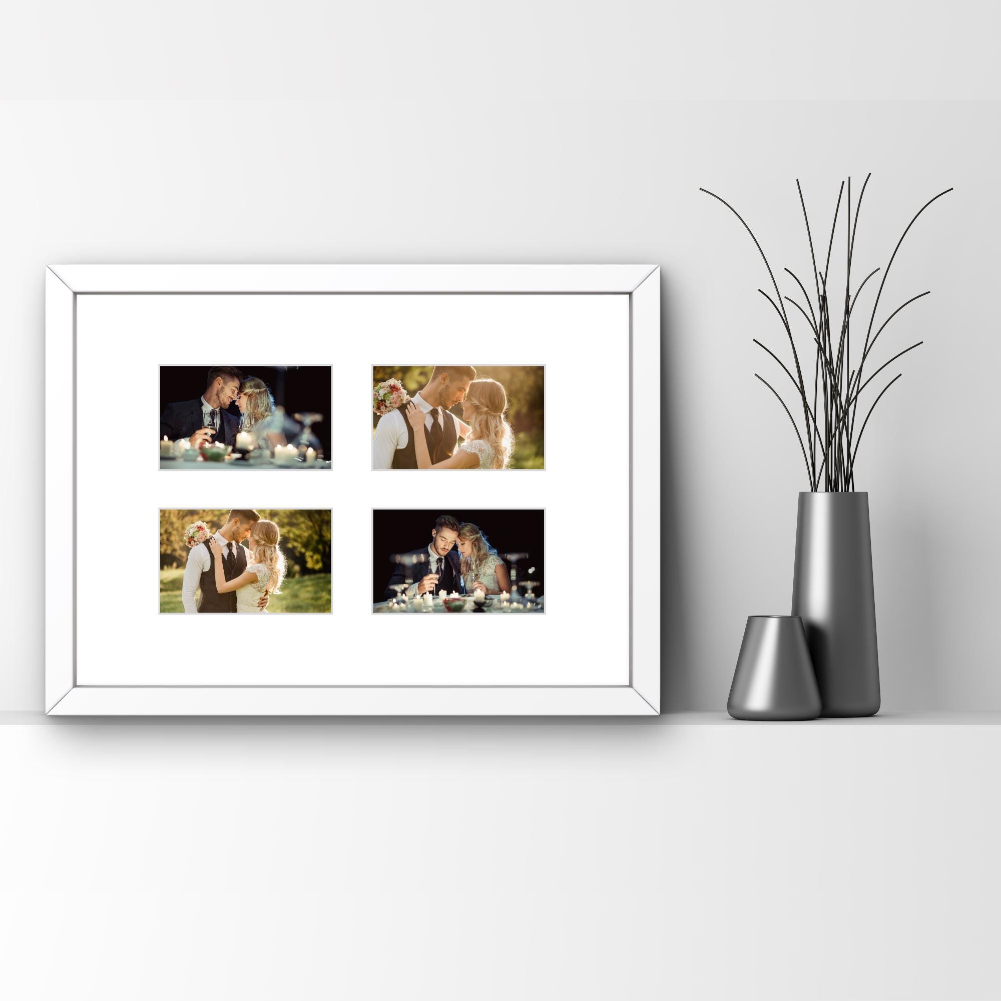 Instax Wide Photo Frame - 4 Aperture - White Wood Picture Display - Image 8
