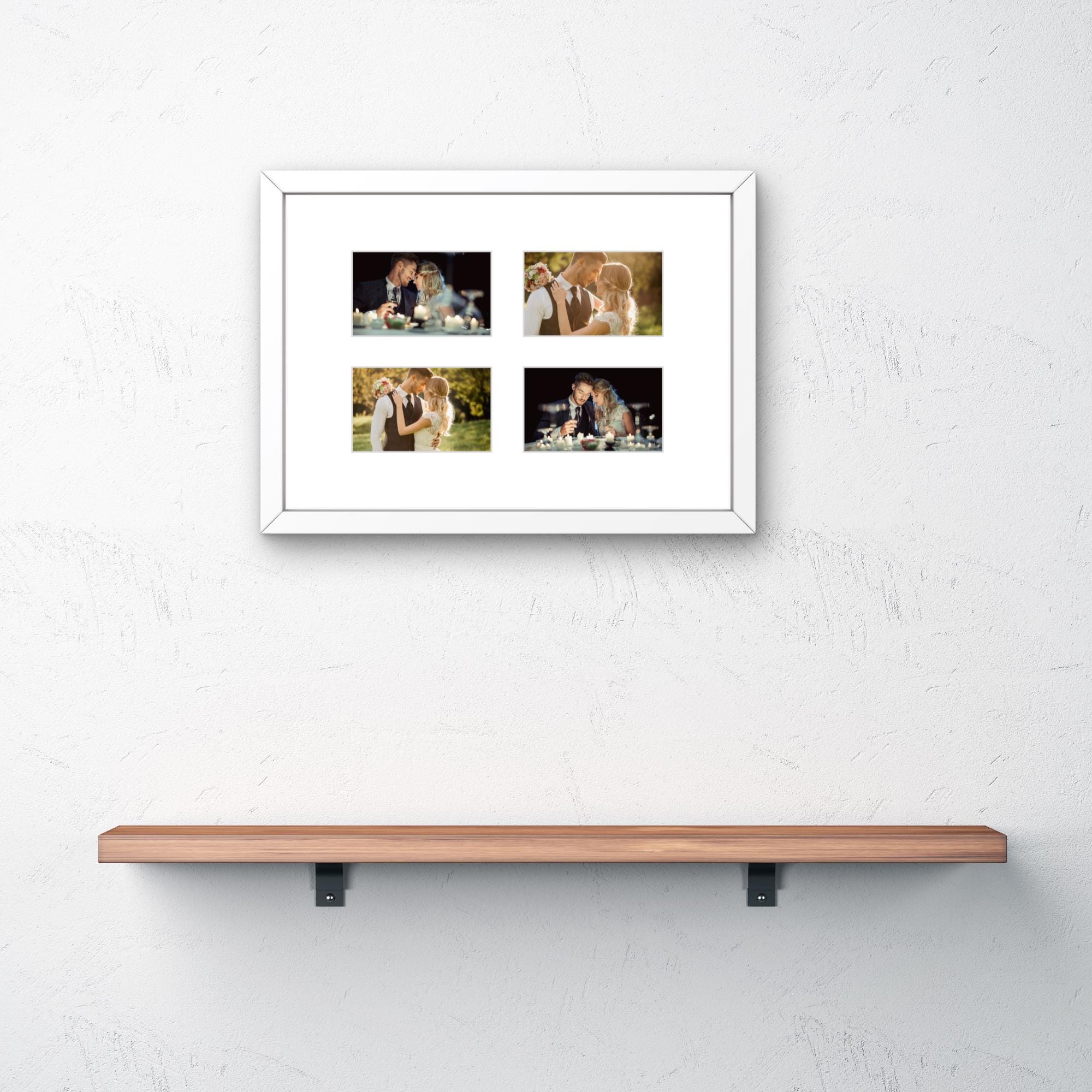 Instax Wide Photo Frame - 4 Aperture - White Wood Picture Display - Image 10