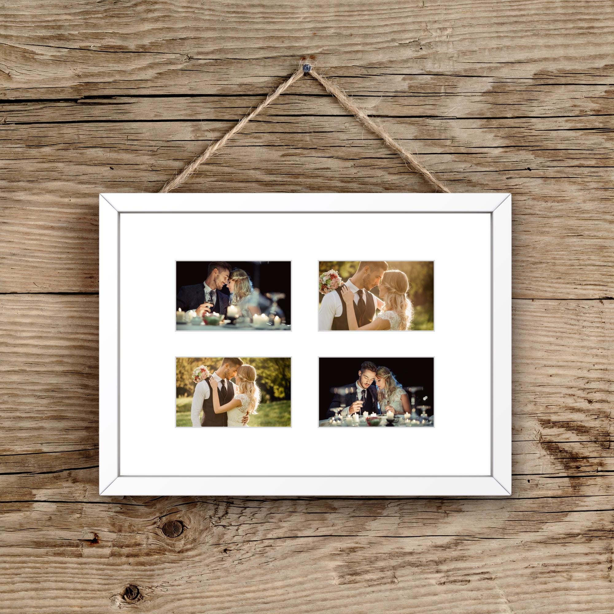 Instax Wide Photo Frame - 4 Aperture - White Wood Picture Display - Image 6