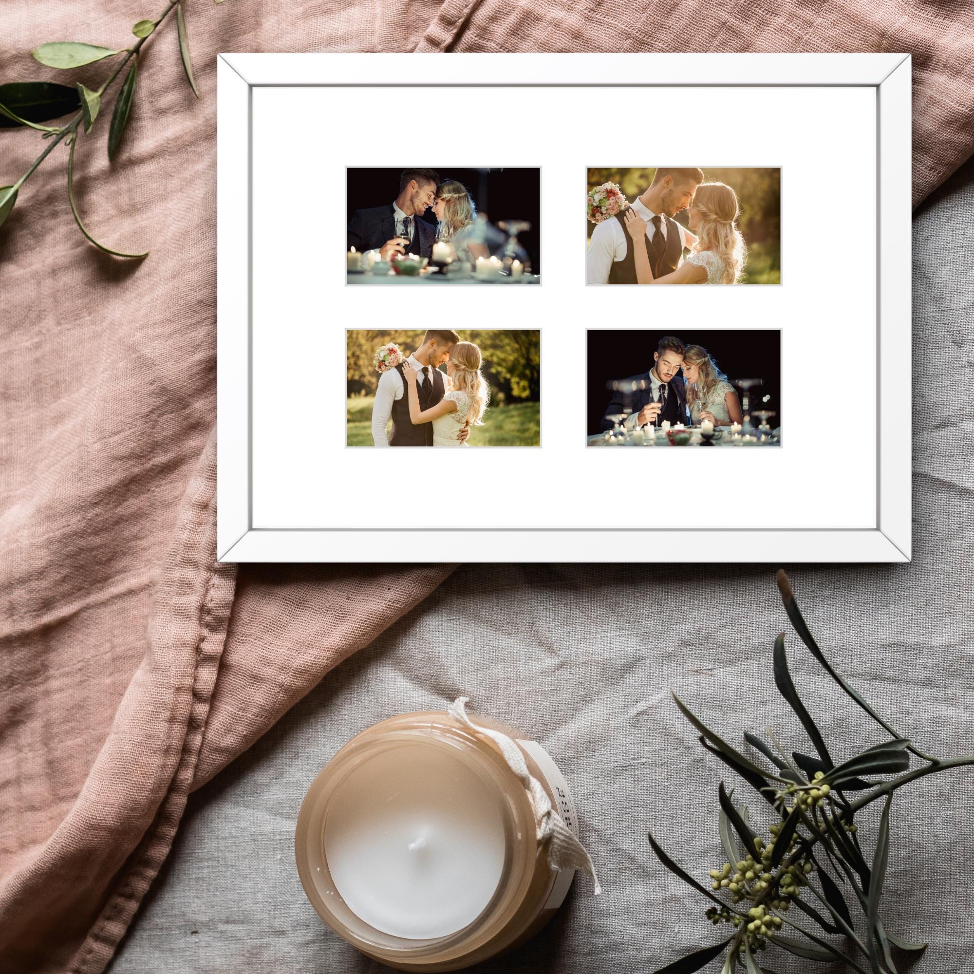 Instax Wide Photo Frame - 4 Aperture - White Wood Picture Display - Image 9