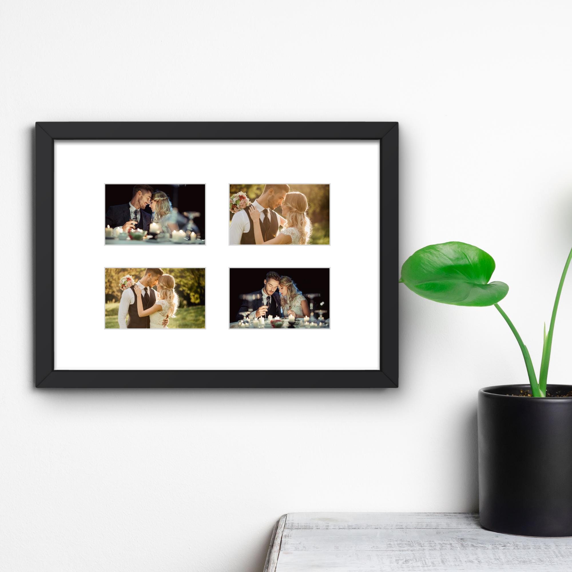 Instax Wide Photo Frame - 4 Aperture - Black Wood Picture Display - Image 8