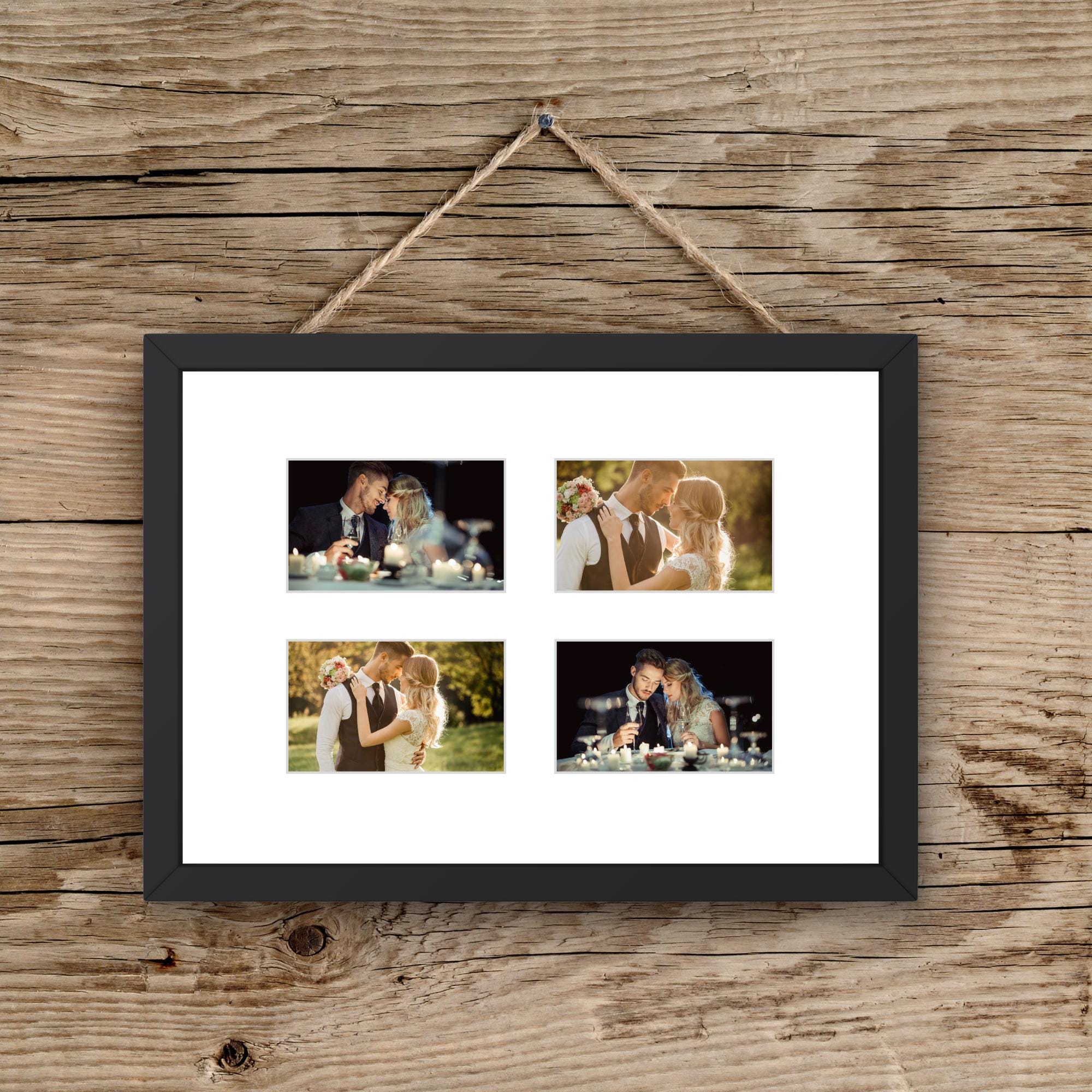 Instax Wide Photo Frame - 4 Aperture - Black Wood Picture Display - Image 6