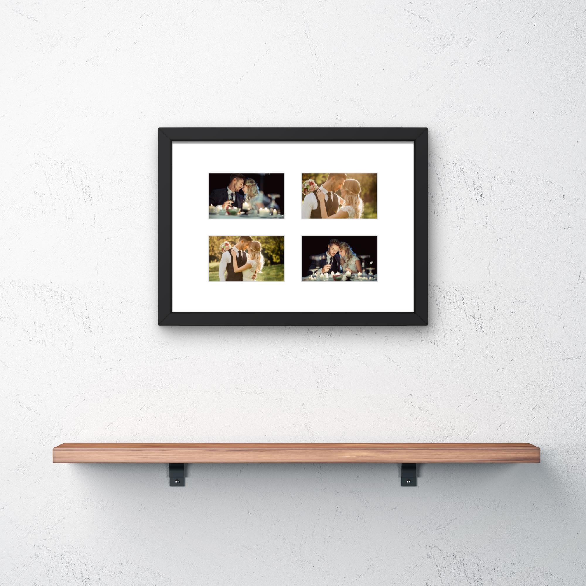 Instax Wide Photo Frame - 4 Aperture - Black Wood Picture Display - Image 11