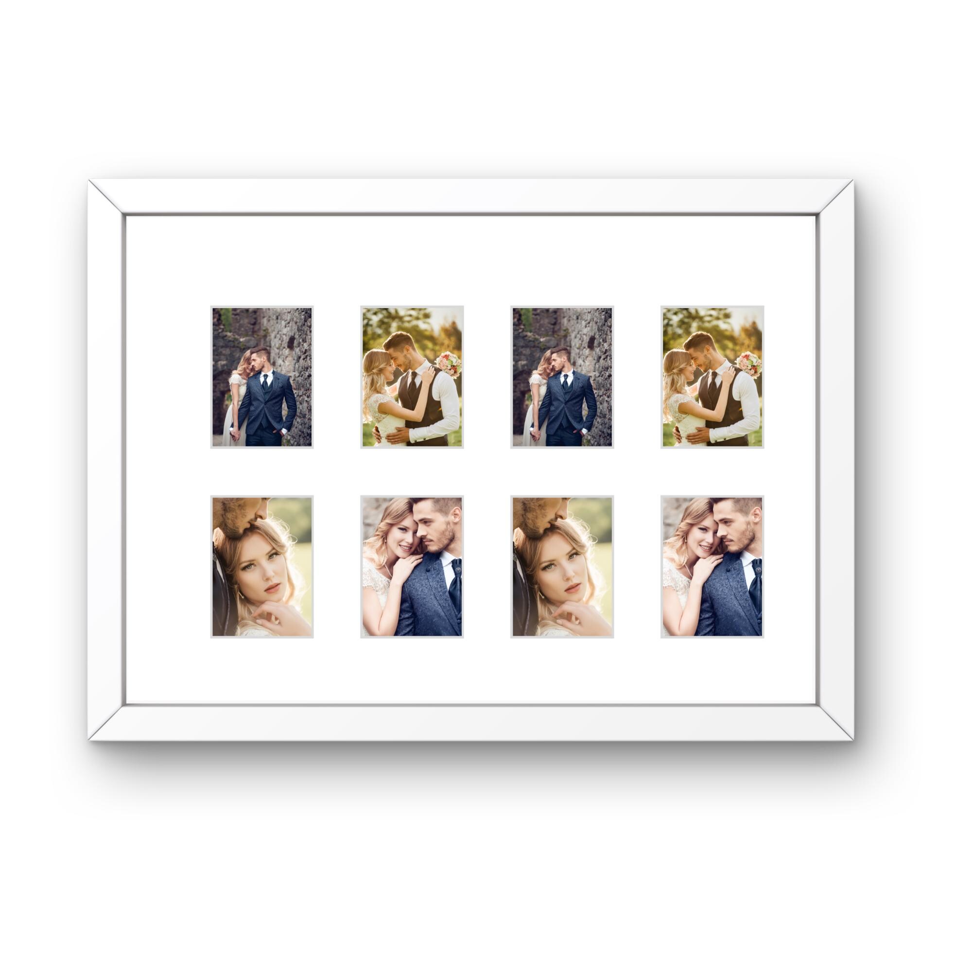 Instax Mini Frame â 8 Photo Multi Aperture Display, Black White Oak Wood Retro Picture Holder - Image 12