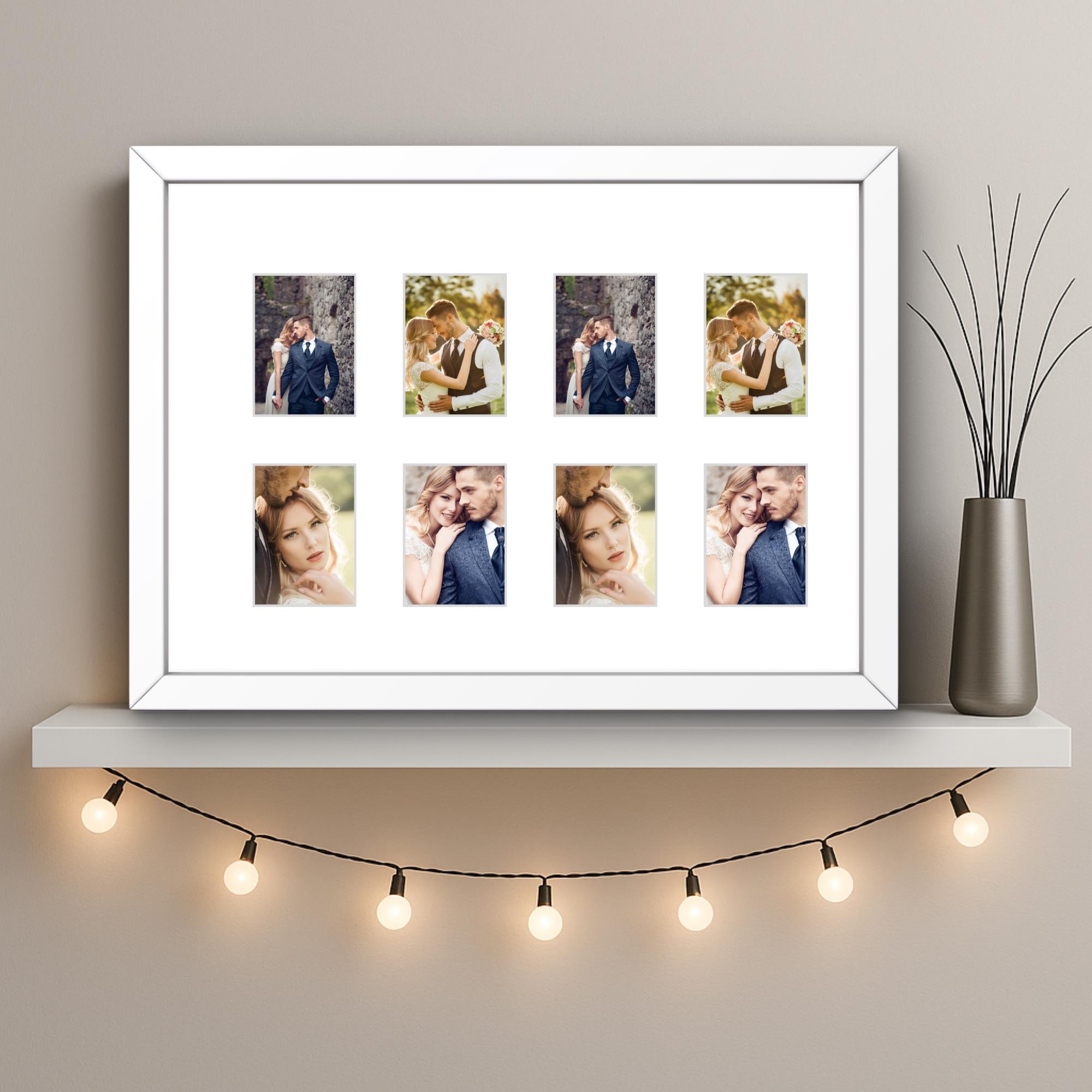 Instax Mini Frame â 8 Photo Multi Aperture Display, Black White Oak Wood Retro Picture Holder - Image 8