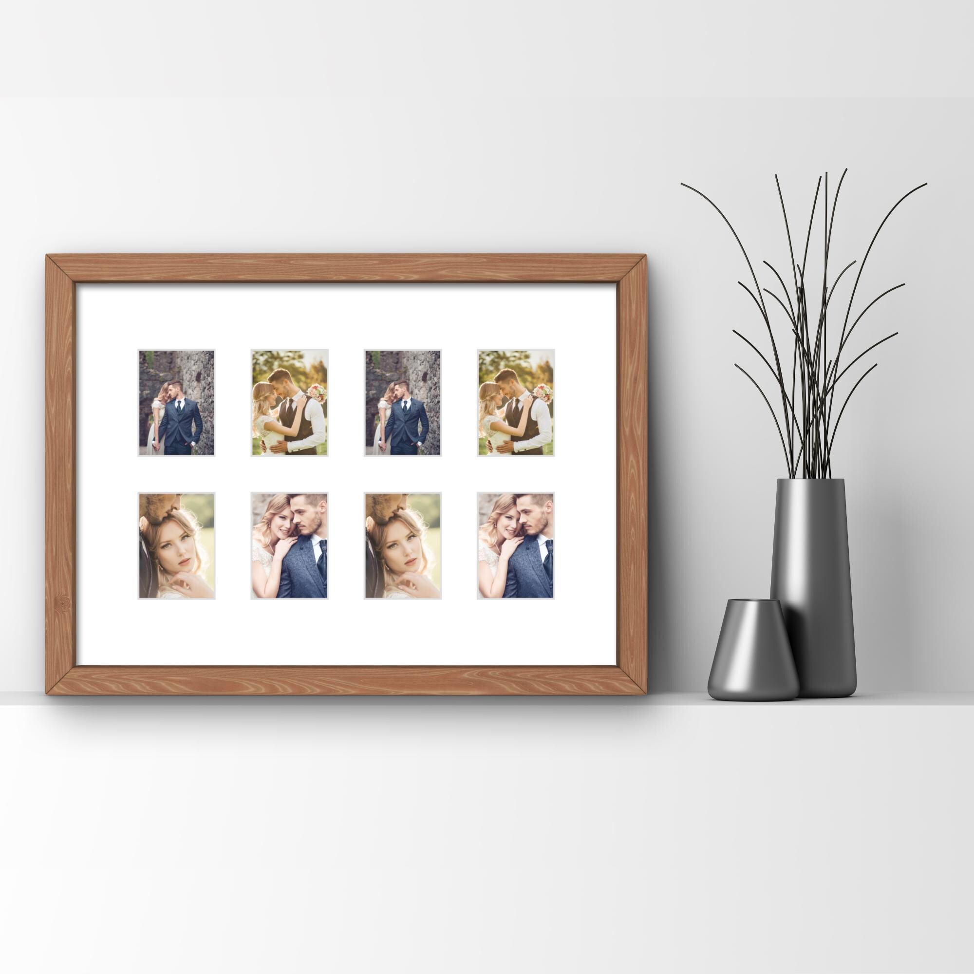 Instax Mini Frame â 8 Photo Multi Aperture Display, Black White Oak Wood Retro Picture Holder - Image 17
