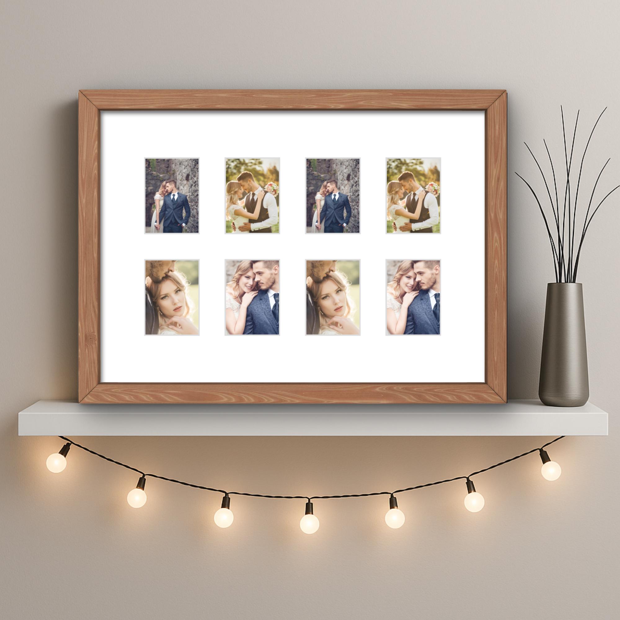 Instax Mini Frame â 8 Photo Multi Aperture Display, Black White Oak Wood Retro Picture Holder - Image 15